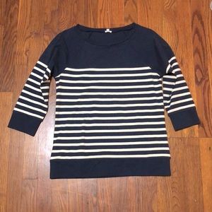 J. Crew Navy Striped 3/4 Sleeve Tee Shirt S